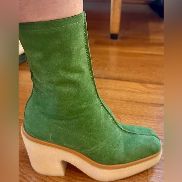Free People Gigi Green Suede Ankle Boot - Picture 2 of 7
